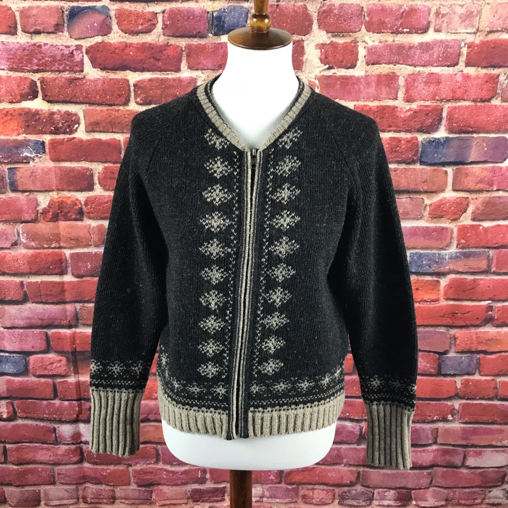 Free People Ski Wool Cardigan Sweater Gray Large